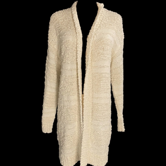 Mesh + Lace Cream Colored Knit Cardigan size Large - Picture 2 of 8